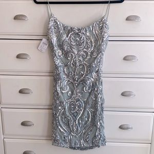 NWT Semi Formal Sage Green and Silver Dress